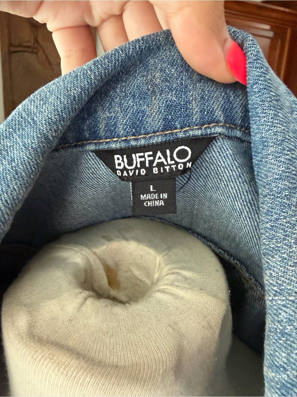 Buffalo David Bitton Two-Tone Distressed Denim Jacket Large Blue - Picture 4 of 4